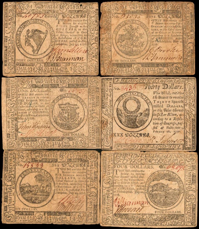 Continental Currency
Lot of (6) CC-31, 41, 43, 50, 53 & 70. Continental Currenc...