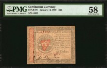 Continental Currency
CC-98. Continental Currency. January 14, 1779. $55. PMG Choice About Uncirculated 58.
No. 48533. An impressive example from thi...