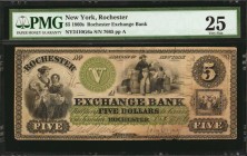 New York
Rochester, New York. Rochester Exchange Bank. 1860's $5. PMG Very Fine 25.
(NY-2410 G6a) Oct. 5, 1861. Descending serial number 7665. Impri...