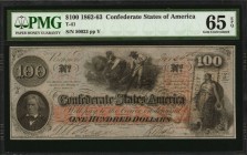 Confederate Currency
T-41. Confederate Currency. 1862-63 $100. PMG Gem Uncirculated 65 EPQ.
No. 50023. Plate Y. PF-12. Cr. 317A. Hoer vignette at ce...