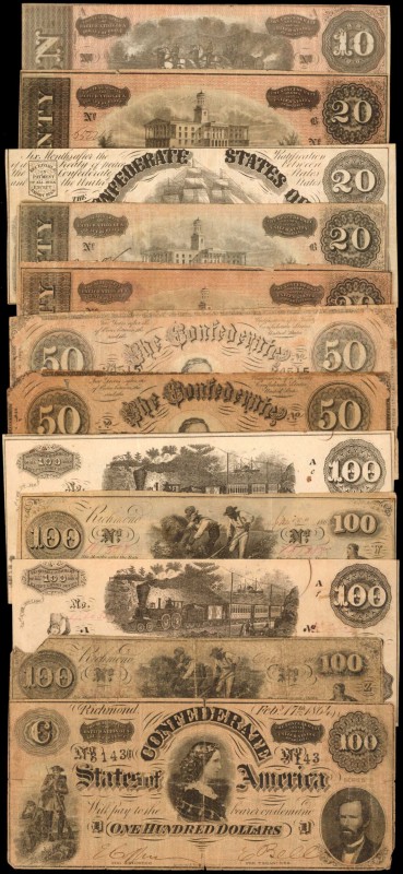 Confederate Currency
Lot of (21) Confederate Currency Notes. Poor to Very Fine....