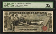 Silver Certificates
Fr. 224. 1896 $1 Silver Certificate. PMG Choice Very Fine 35.
This modestly circulated Educational Ace displays bright well marg...