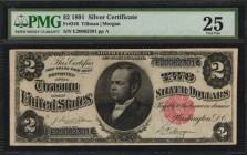 Silver Certificates
Fr. 246. 1891 $2 Silver Certificate. PMG Very Fine 25.
Attractive mid-grade examples of these more challenging large-size design...