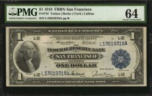 Federal Reserve Bank Notes
Fr. 744. 1918 $1 Federal Reserve Bank Note. San Francisco. PMG Choice Uncirculated 64.
A nearly Gem example of this Green...