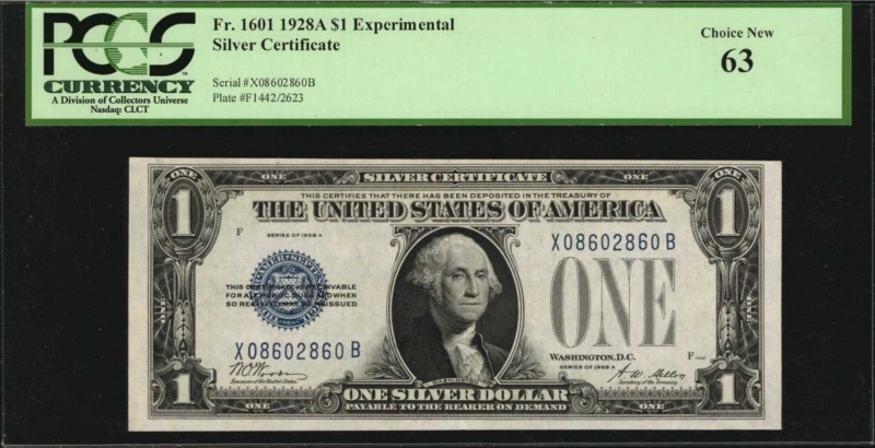 Silver Certificates
Fr. 1601. 1928A $1 Silver Certificate. Experimental. PCGS C...