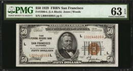 Federal Reserve Bank Notes
Fr. 1880-L. 1929 $50 Federal Reserve Bank Note. San Francisco. PMG Choice Uncirculated 63 EPQ.
The San Francisco district...