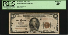 Federal Reserve Bank Notes
Fr. 1890-E. 1929 $100 Federal Reserve Bank Note. Richmond. PCGS Currency Very Fine 20.
A Very Fine example of this high d...