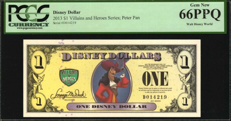 Miscellaneous Currency
Disney Dollar. $1. 2013. PCGS Currency Gem New 66 PPQ.
...