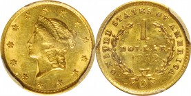 Gold Dollar
1852-O Gold Dollar. Winter-1, the only known dies. AU-58 (PCGS).
PCGS# 7520. NGC ID: 25BT.
From the Collection of Steve Studer.
Estima...