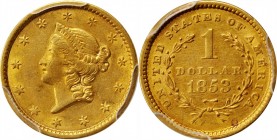 Gold Dollar
1853 Gold Dollar. AU Details--Cleaned (PCGS).
PCGS# 7521. NGC ID: 25BU.
From the Monterrey Collection.
Estimate: $175
