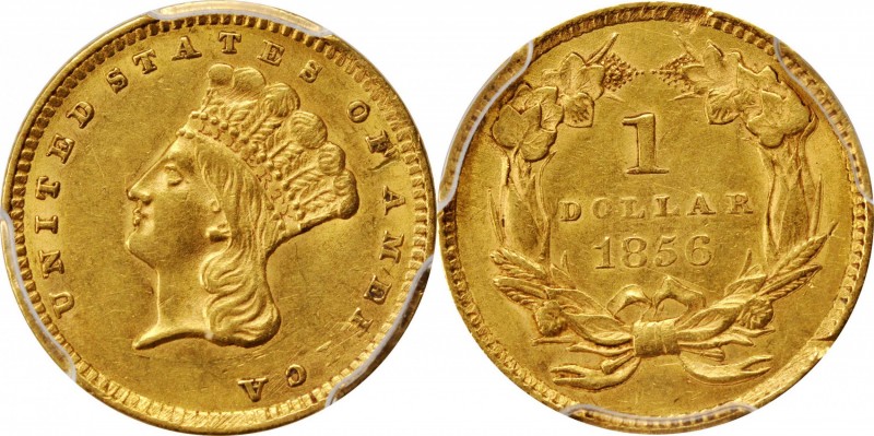 Gold Dollar
1856 Gold Dollar. Slant 5. AU Details--Bent (PCGS).
PCGS# 7540. NG...