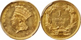 Gold Dollar
1873 Gold Dollar. Open 3. AU-58 (PCGS).
PCGS# 7573. NGC ID: 25DB.
From the Monterrey Collection.
Estimate: $250