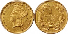 Gold Dollar
1874 Gold Dollar. AU-55 (PCGS).
PCGS# 7575. NGC ID: 25DC.
From the Monterrey Collection.
Estimate: $220