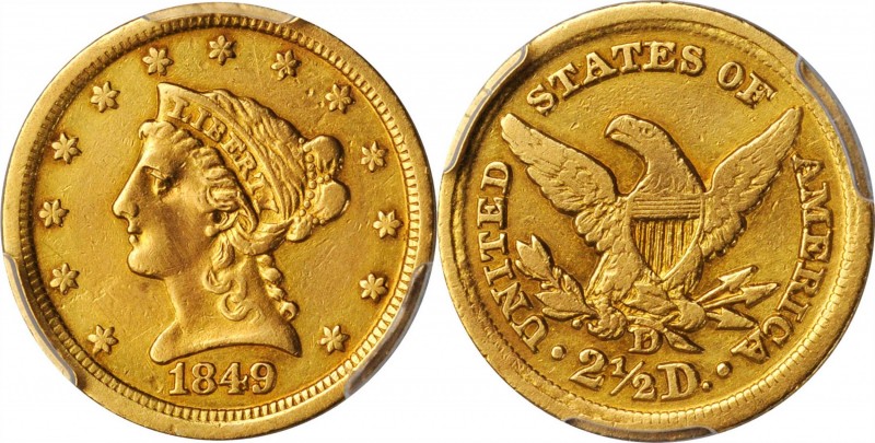 Liberty Head Quarter Eagle
1849-D Liberty Head Quarter Eagle. VF Details--Repai...