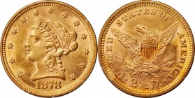 Liberty Head Quarter Eagle
1878 Liberty Head Quarter Eagle. MS-61 (PCGS). OGH--First Generation.
PCGS# 7828. NGC ID: 25KY.
From the Monterrey Colle...