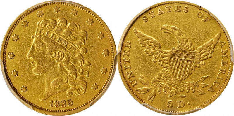 Classic Head Half Eagle
1835 Classic Head Half Eagle. HM-1. Rarity-2+. VF Detai...