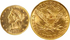 Liberty Head Half Eagle
1885 Liberty Head Half Eagle. MS-63+ (PCGS). CAC.
PCGS# 8367. NGC ID: 25XS.
Estimate: $750
