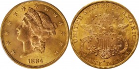 Liberty Head Double Eagle
1884-S Liberty Head Double Eagle. MS-62 (PCGS).
PCGS# 9002. NGC ID: 26BL.
From the Naples Bay Collection. 
Estimate: $20...