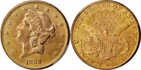 Liberty Head Double Eagle
1888-S Liberty Head Double Eagle. MS-63 (PCGS).
PCGS# 9009. NGC ID: 26BU.
Estimate: $2500