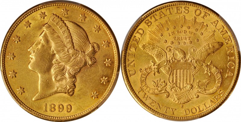 Liberty Head Double Eagle
1899-S Liberty Head Double Eagle. AU-58 (PCGS).
PCGS...