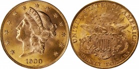 Liberty Head Double Eagle
1900 Liberty Head Double Eagle. MS-64 (PCGS).
PCGS# 9037. NGC ID: 26CP.
From the Naples Bay Collection. 
Estimate: $2000