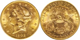 Liberty Head Double Eagle
1902-S Liberty Head Double Eagle. MS-62 (PCGS).
PCGS# 9042. NGC ID: 26CV.
From the Naples Bay Collection. 
Estimate: $20...