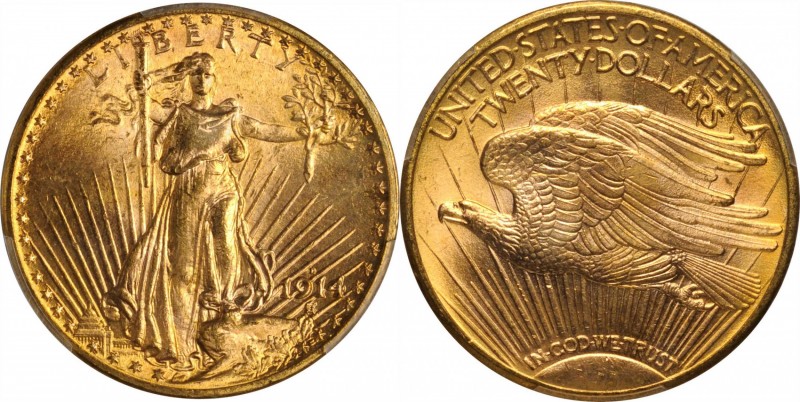 Saint-Gaudens Double Eagle
1914-D Saint-Gaudens Double Eagle. MS-64+ (PCGS).
P...