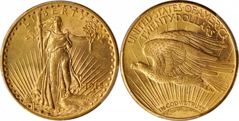 Saint-Gaudens Double Eagle
1915-S Saint-Gaudens Double Eagle. MS-64 (PCGS).
PC...