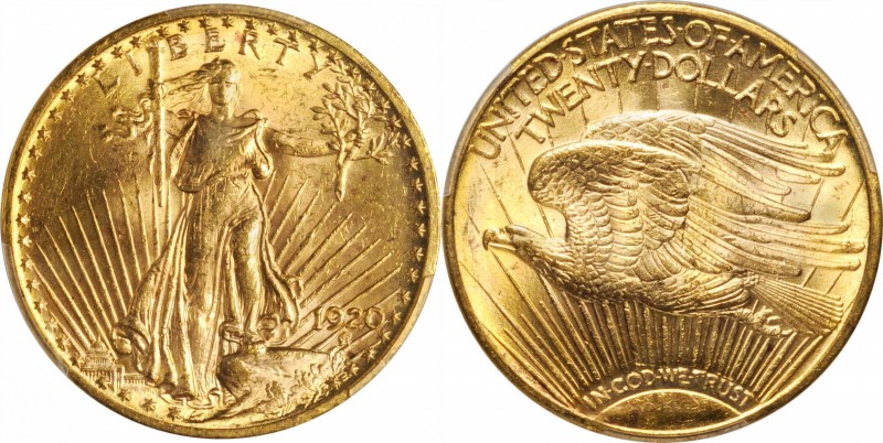 Saint-Gaudens Double Eagle
1920 Saint-Gaudens Double Eagle. MS-63 (PCGS).
PCGS...