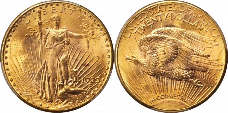 Saint-Gaudens Double Eagle
1923-D Saint-Gaudens Double Eagle. MS-65+ (PCGS).
P...