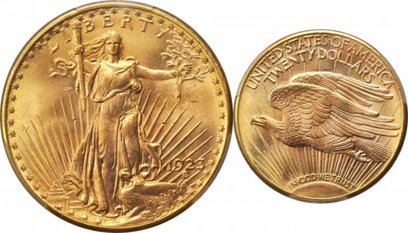 Saint-Gaudens Double Eagle
1923-D Saint-Gaudens Double Eagle. MS-65 (PCGS).
PC...