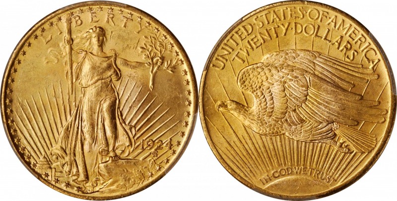 Saint-Gaudens Double Eagle
1924 Saint-Gaudens Double Eagle. MS-64 (PCGS).
PCGS...