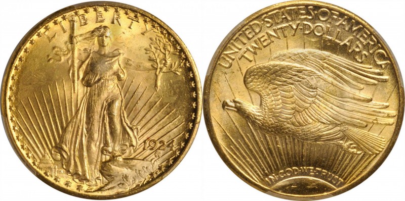 Saint-Gaudens Double Eagle
1924 Saint-Gaudens Double Eagle. MS-64 (PCGS).
PCGS...