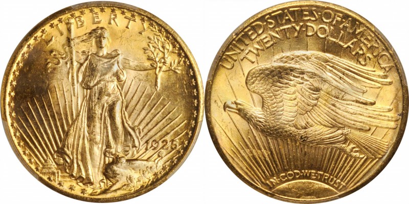 Saint-Gaudens Double Eagle
1925 Saint-Gaudens Double Eagle. MS-63 (PCGS).
PCGS...