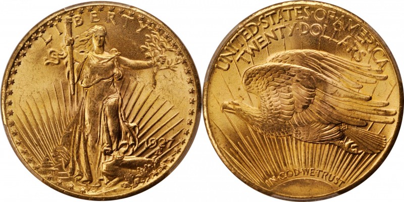 Saint-Gaudens Double Eagle
1927 Saint-Gaudens Double Eagle. MS-65 (PCGS).
PCGS...