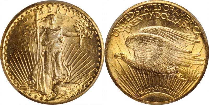 Saint-Gaudens Double Eagle
1927 Saint-Gaudens Double Eagle. MS-62 (PCGS).
PCGS...