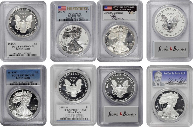 Silver Eagle
Lot of (4) Proof Silver Eagles. (PCGS).
Included are: 1986-S Chie...