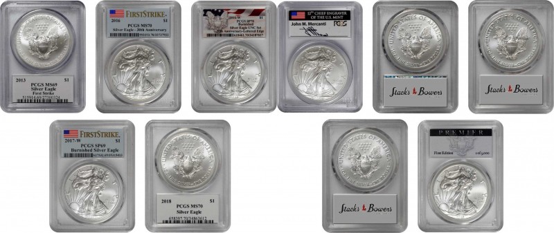 Silver Eagle
Lot of (5) Silver Eagles. (PCGS).
Included are: 2013 First Strike...