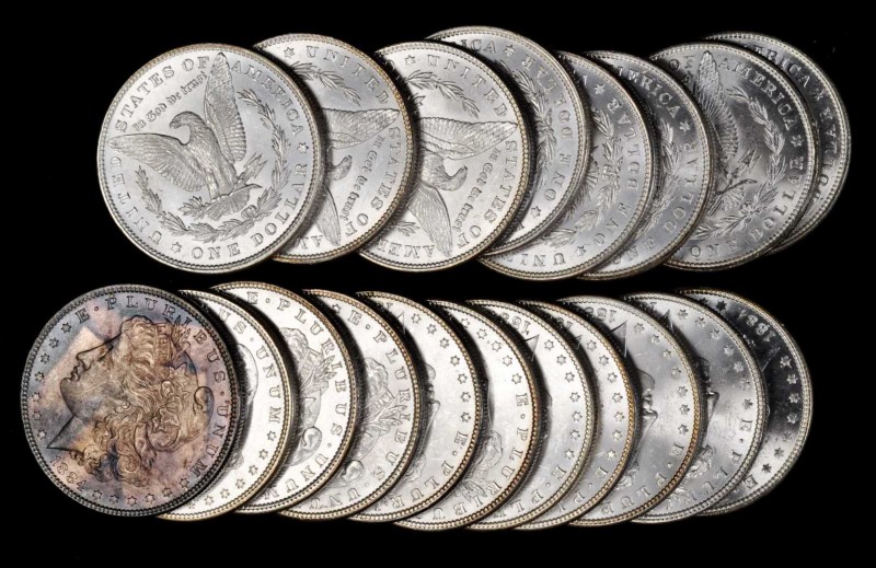 Rolls
Lot of (20) 1884 Morgan Silver Dollars. Average MS-60 to MS-62.
All full...