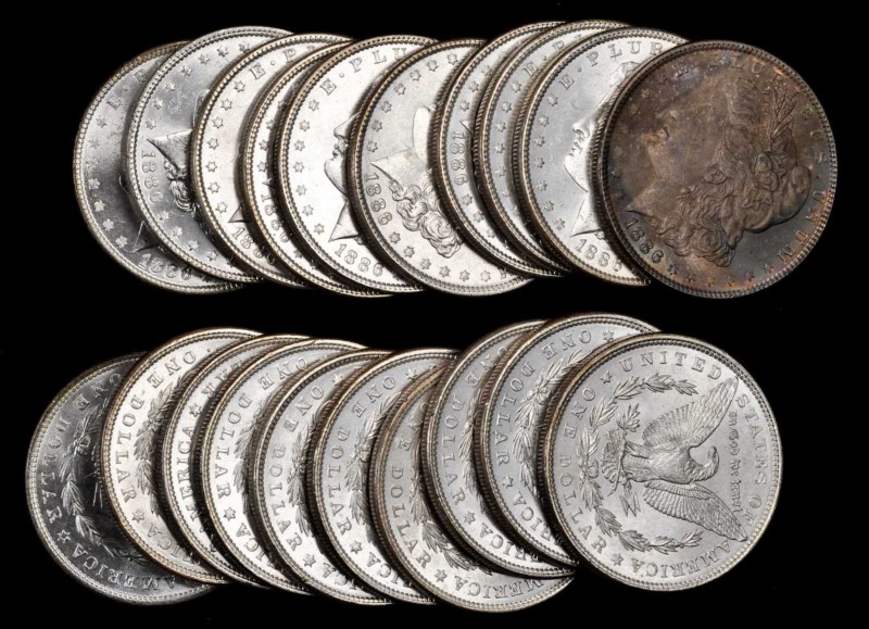 Rolls
Lot of (20) 1886 Morgan Silver Dollars. Average MS-60 to MS-62.
Mostly w...