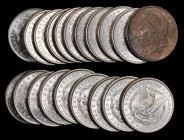 Rolls
Lot of (20) 1886 Morgan Silver Dollars. Average MS-60 to MS-62.
All fully brilliant silver except for two heavily toned end pieces. (Total: 20...