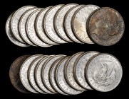 Rolls
Lot of (20) 1887 Morgan Silver Dollars. Average MS-60 to MS-62.
Nearly all brilliant except for a pair of heavily toned end pieces. (Total: 20...