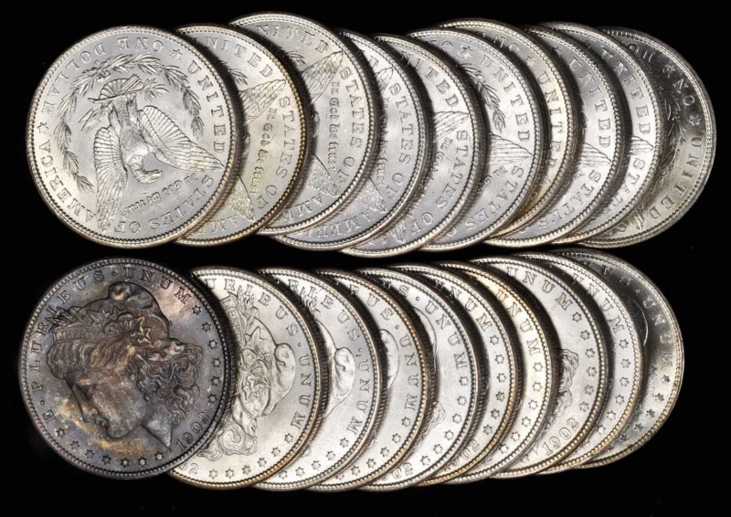 Rolls
Lot of (20) 1902-O Morgan Silver Dollars. Average MS-60 to MS-62.
Nearly...