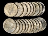 Rolls
Lot of (20) 1923 Peace Silver Dollars. Average MS-60 to MS-62.
Mostly with light golden toning. (Total: 20 pieces)
From the Naples Bay Collec...