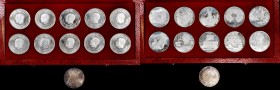 World Coins
Tunisia. Ten-Piece 1969 Silver Dinar Proof Set. KM-PS3.
Each 40 mm, 21 grams of Sterling silver. Total weight 210.8 grams. Mintage: 15,2...