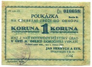 Czechoslovakia 1 Koruna 1915 Ústí nad Orlicí
Ústí nad Orlicí; № 010658; XF