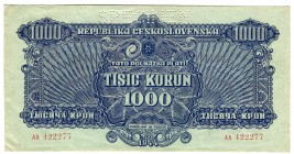 Czechoslovakia 1000 Korun 1944 Specimen
P# 50s; #AA 422277; VF