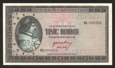 Czechoslovakia 1000 Korun 1945 Rare
P# 65a; Not specimen; UNC-