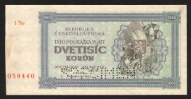 Czechoslovakia 2000 Korun 1945 Specimen Rare
P# 50A; XF+