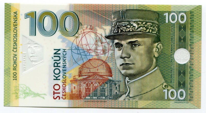 Czechoslovakia 100 Korun 2018 Specimen "Milan Rastislav Štefánik"
Fantasy Bankn...